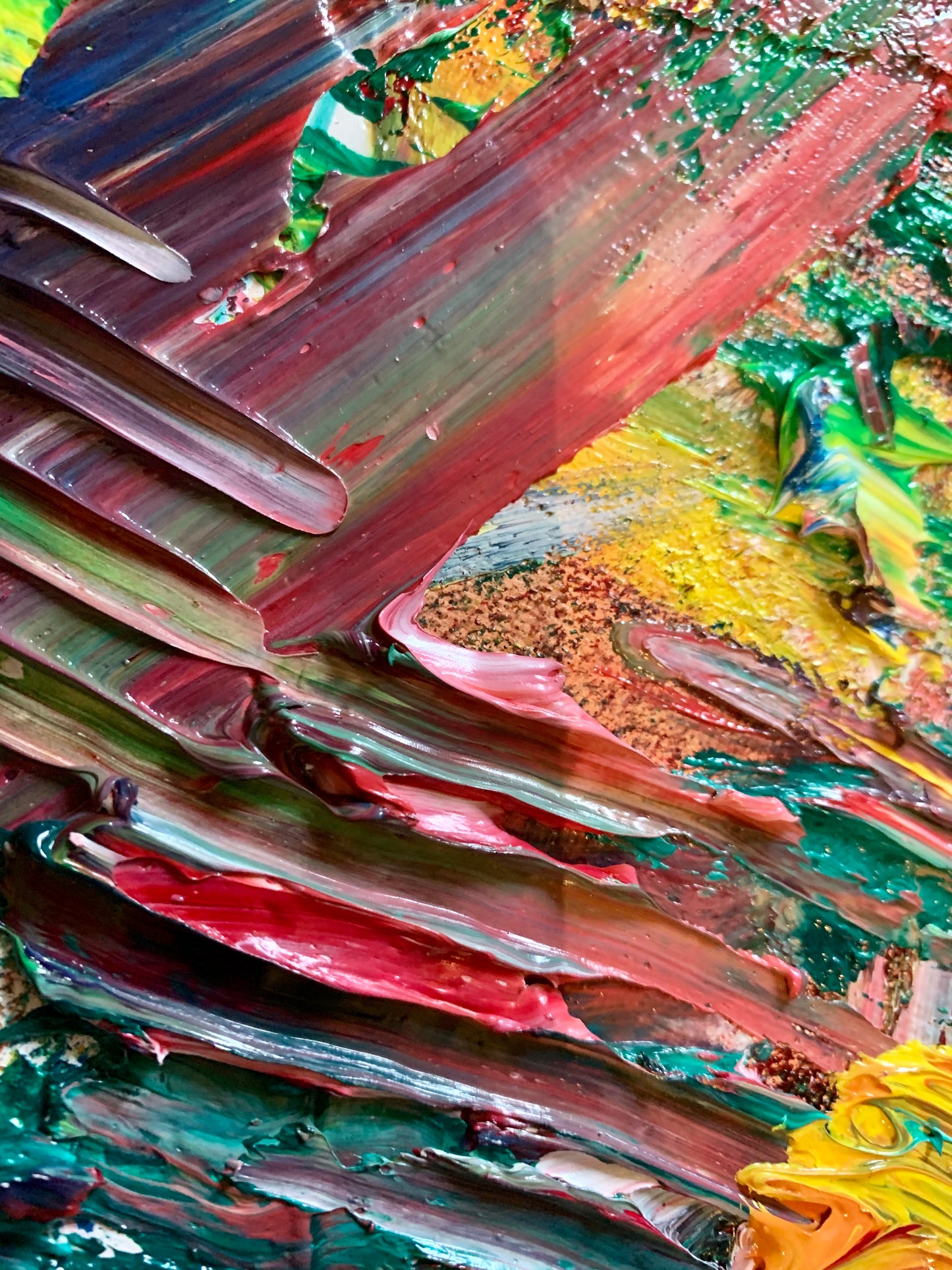 Wait Til The End 2 - An Oil Abstract Painting by Beatrice Morel featuring a captivating exploration of tones of red.