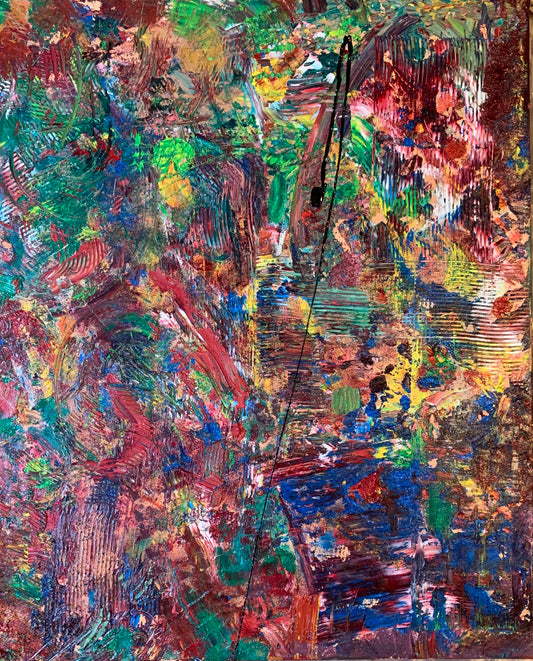 Wait Til The End 2 - An Oil Abstract Painting by Beatrice Morel featuring a captivating exploration of tones of red.